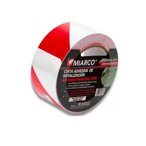 CINTA SEÑALIZA.ADHESIV.PVC BLAN/ROJA